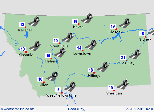 road conditions Montana North America Forecast maps