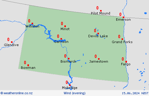 wind North Dakota North America Forecast maps